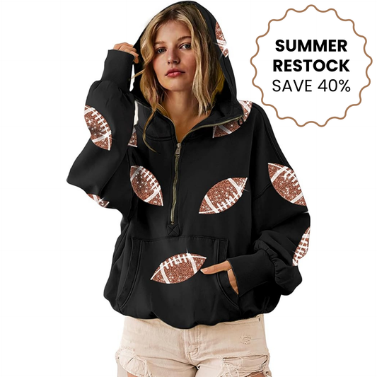 Women's Game Day Football Sequin Hoodies