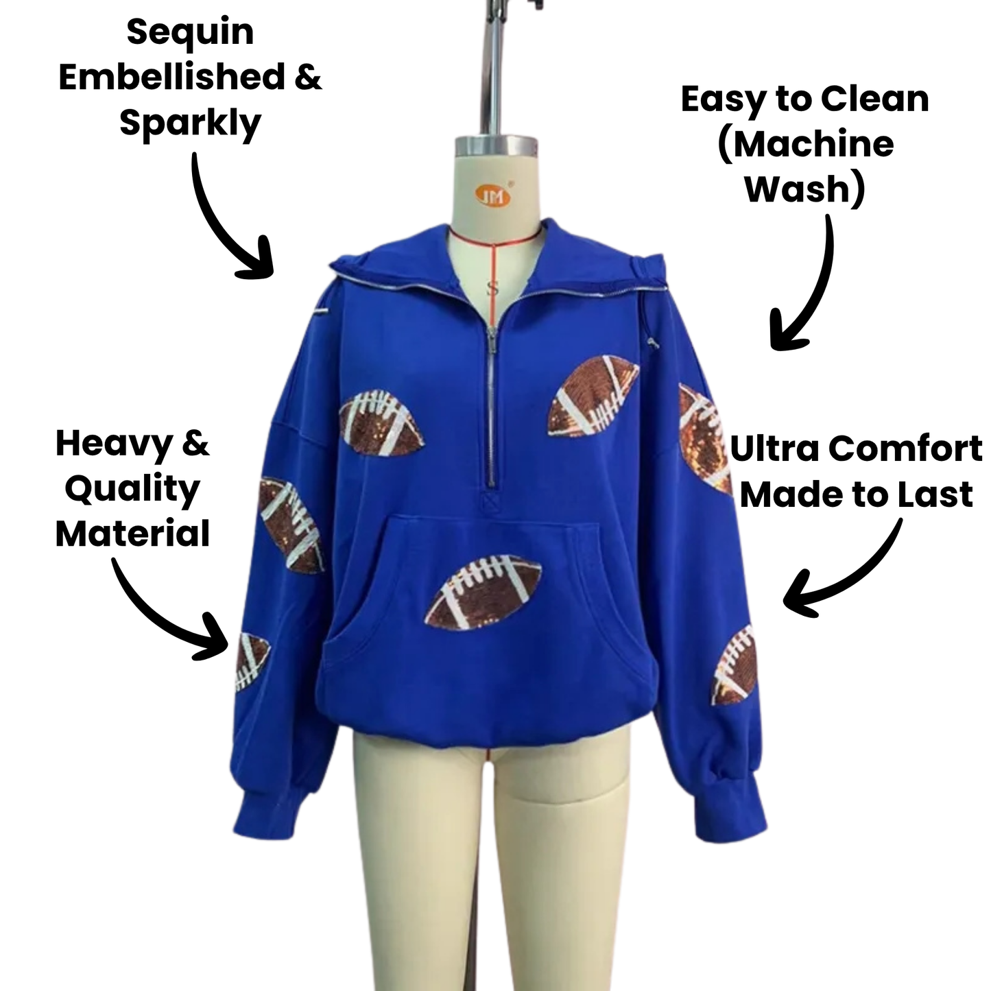 Women's Game Day Football Sequin Hoodies